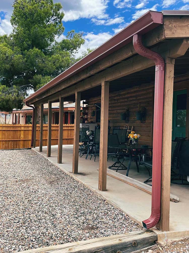 An example of rain gutter downspouts on a hose in Sedona Arizona