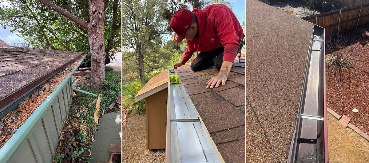 Inspection and cleaning of different gutter systems to determine the best gutter materials for Arizona homes